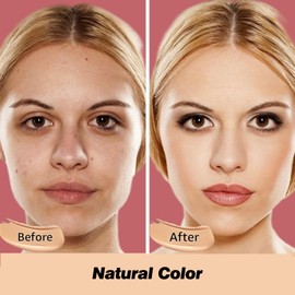 Kriloneal CC Cream Foundation Mushroom Head Air Cushion Face Makeup Moisturizing Concealer Waterproof Oil Control Long-Lasting Nude Makeup Even Skin Tone for All Skin Types (Nature)