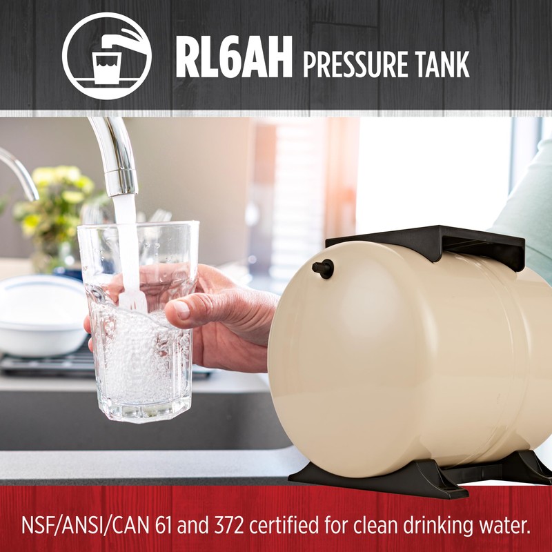 Red Lion RL6AH - 6-Gallon Horizontal Pre-Charged Pressure Tank with