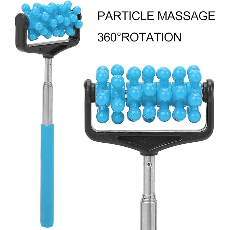 Telescopic Portable Muscle Roller Blue- Non-Slip Grip Massager with Adjustable
