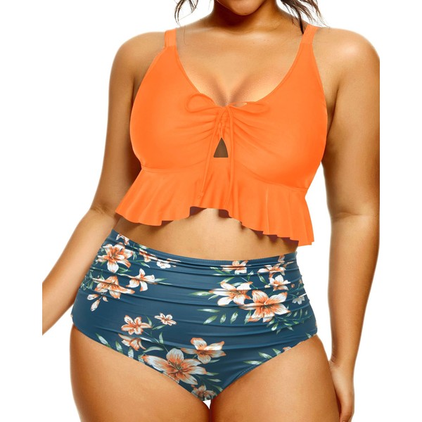 Daci Women Plus Size Two Piece Swimsuits High Waisted Bikini