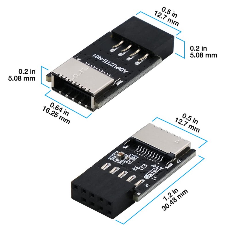 EZDIY-FAB USB 2.0 Internal Header (9-Pin) to USB 3.1/3.2 Type-C