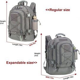 PAIWPHLI Large Military Bug Out Bag 3 Day Pack Expandable Backpack Army Daypack for Outdoor Hiking Hunting (Grey)