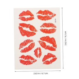 Healvian Pack of 6 Red Lips Temporary Tattoo Stickers, Kissing Mouth, Temporary Tattoo Stickers, Face Tattoo, Waterproof Tattoo Stickers for Neck, Leg, Face, Chest