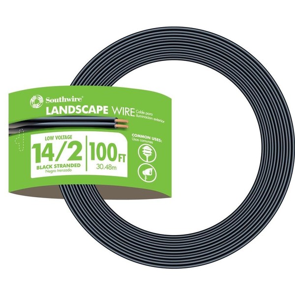 Woods Southwire 55213243 14/2 Low Voltage Outdoor Landscape Lighting Cable, 100-Feet, 100 ft, N, Foot