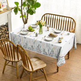 Horaldaily Easter Tablecloth 60×84 Inch Rectangular, Grey Easter Bunny Butterfly Washable Seasonal Table Cover for Party Picnic Dinner Decor