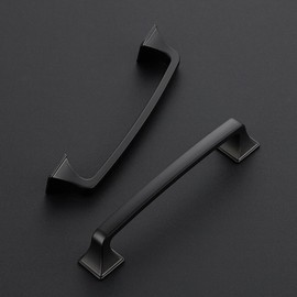 Ravinte Hardware 20 Pack Kitchen Cabinet Handles 5 Inch Hole Center Black Cabinet Pulls Solid Suqare Foot Drawer Pulls for Dresser and Drawers