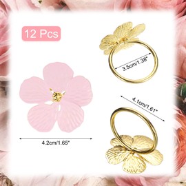 sourcing map 12Pcs Flower Napkin Rings, Alloy Floral Serviette Buckles Holders for Dining Table Decorations Wedding Birthday Holiday Party, Pink