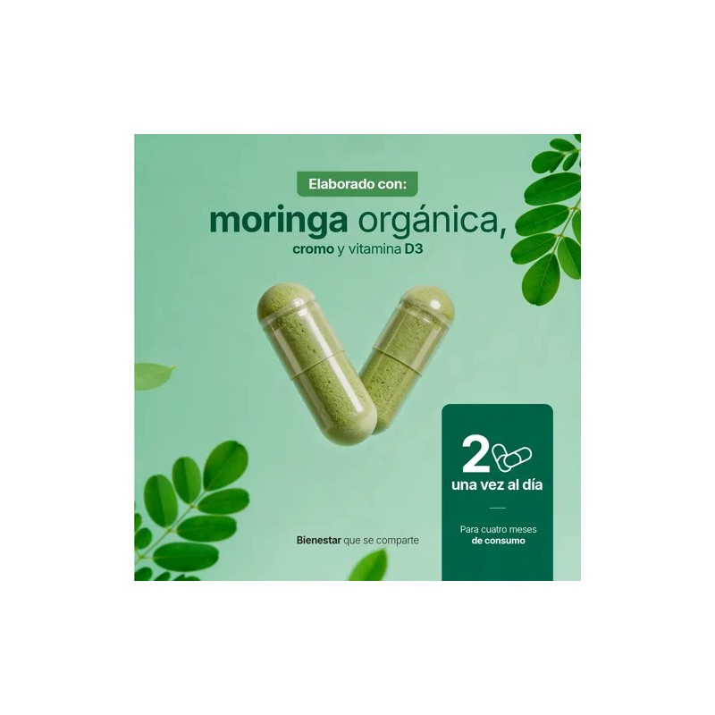 Moringa Orgánica Con Vitamina D3 Y Cromo 240 Cápsulas B