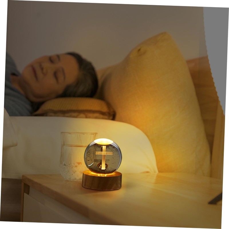 Levemolo Crystal Ball Night Light: Pattern Crystal Ball with Wood