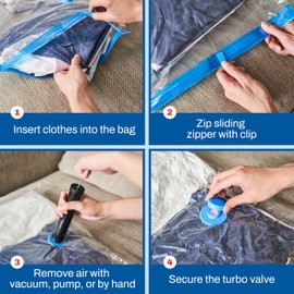 10 Pack Medium Vacuum Storage Bags for Comforters, Blankets & Clothes – Vacuum Sealed Compression Bags with Hand Pump – Space Saver Storage Bags for Bedding, Moving, Travel & Organization