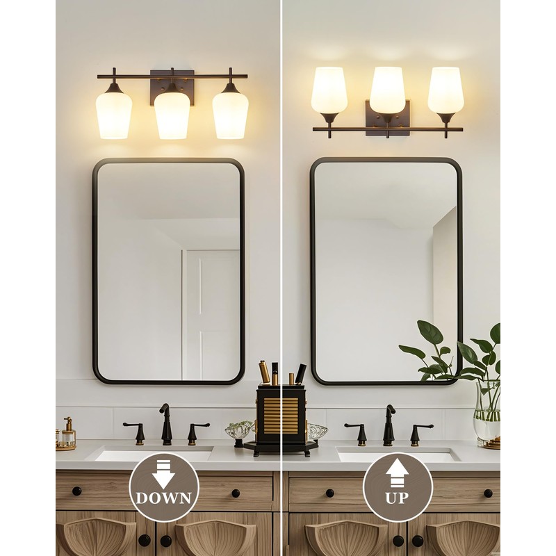 Osimir 3-Light Bathroom Lighting Fixtures Over Mirror, 21" Oil Rubbed