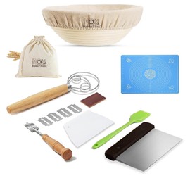 Baker Nest Bread Proofing Basket - 9 Inch Round Banneton with Linen Liner - Natural Rattan Dough Rising Bowl for Home and Professional Bakers