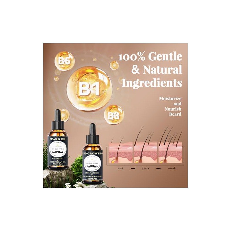 Beard Growth Kit Pcs Care For Men Includes Wash Oil