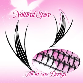 Premade Spire Eyelash Extensions Comic Lashes Manga Anime Individual Lashes Volume Soft Black Flat Root Spikes Fans Eyelashes(Spire-0.07D-8-15Mix)