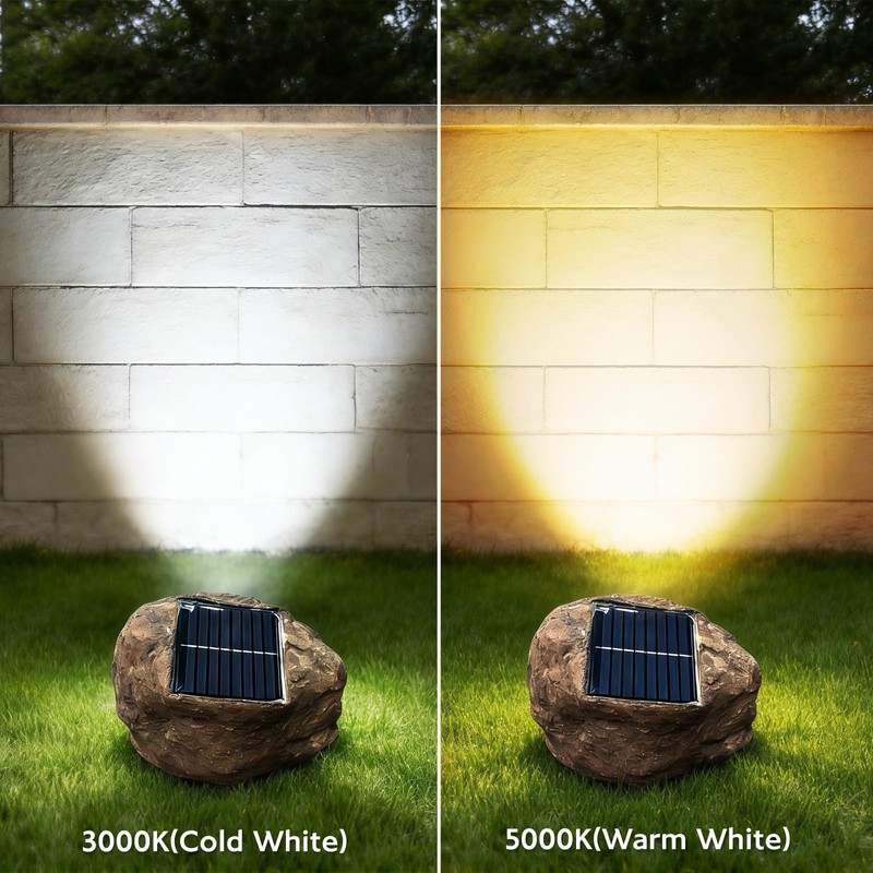 Vcdsoy Solar Powered Rock Lights Outdoor- 2 Pack Super Bright
