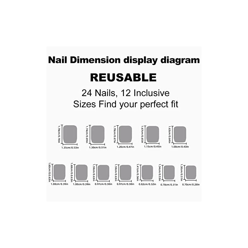 JUSTOTRY 24 Pcs Grey Solid Short False Nails Square Pattern,Glossy