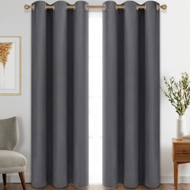 Diraysid Grey Blackout Curtains for Bedroom Grommet Thermal Insulated Room Darkening Curtains (42 x 84 Inch, 2 Panels)