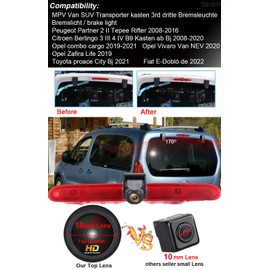 HD 1280x720 pixel 1000 TV Lines Car Third Top Mount Brake Light Reverse Camera Rear View Backup Camera for Peugeot Partner 2 II Tepee Rifter Citroen Berlingo 3 III 4 IV B9