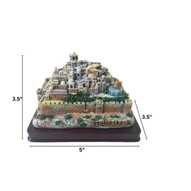 3 ARCHES USA Panoramic 3D Jerusalem Statue - Detailed Model of Israel's Holy City on Wood Base, Elegant Home Decor for Coffee Table, Home or Office (5x3.5) Pray for Peace