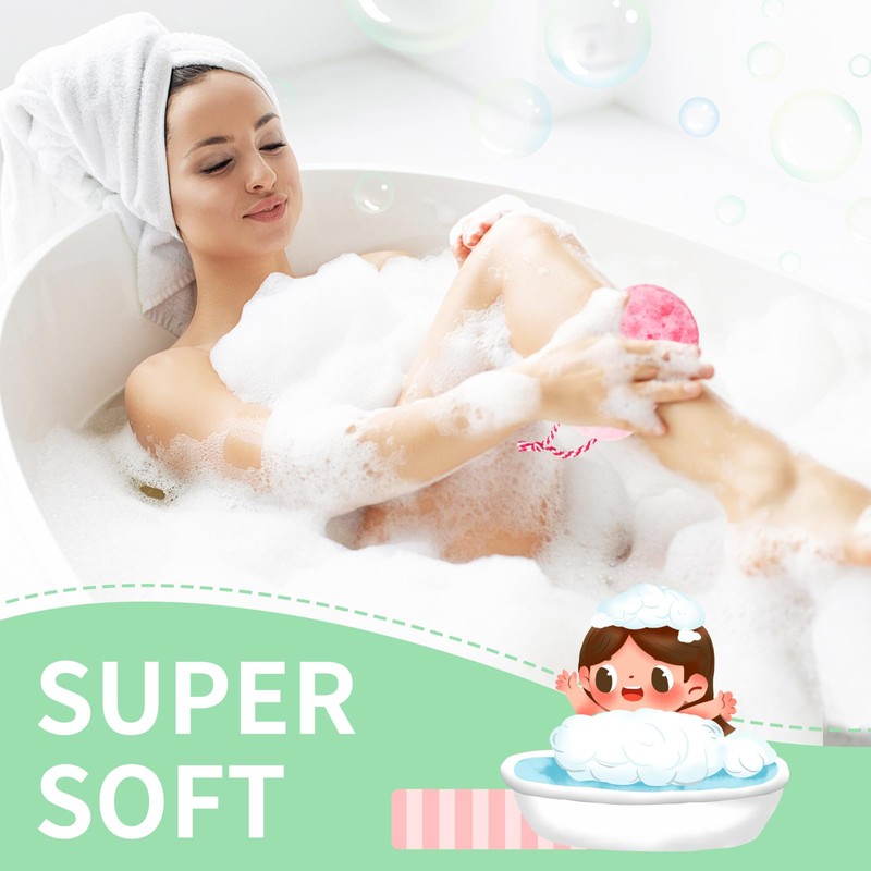 3 Pcs Bath Shower Sponge for Woman Man Relaxing Massage