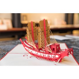 Wentai Ship Pop Up Card, 3D Card, Celebration Greeting Card