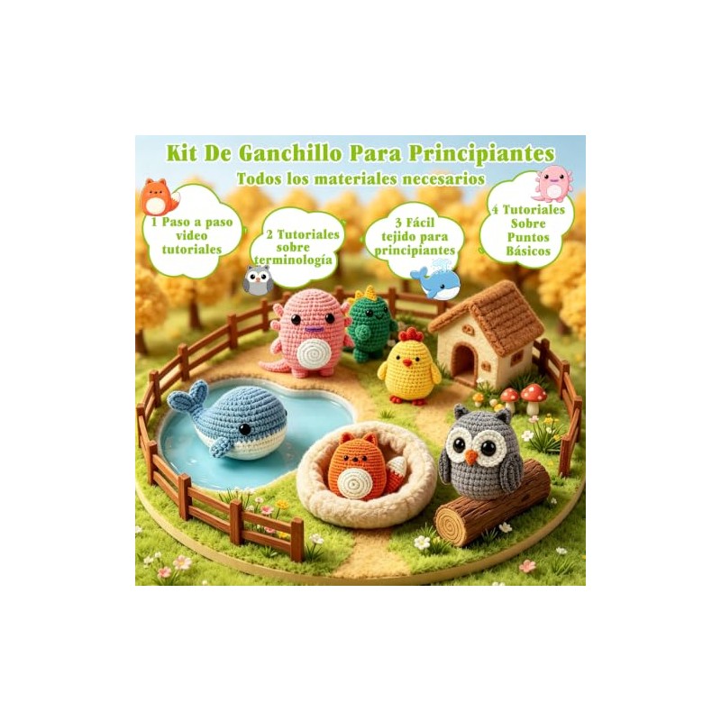 7CDXD - 6 Kit de Crochet para Principiantes, Animales Crochet