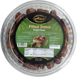 Aiva Tunisian Pitted Dates - 24 ounce Jar, All Natural, Fat Free, Deglet Noor Pitted Dates, No Added Sugar