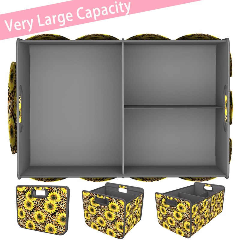 Homeve Trunk Organizer, Car Storage, Reinforced Handles, Collapsible Multi-Compartment Car