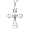 YL Cross Necklace Sacred Heart 925 Silver Crucifix Necklace of