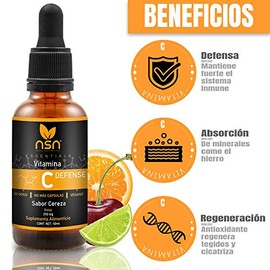 NSN | Vitamina C en Gotas Altamente Concentradas | vitamina Sublingual para Mayor Absorción | Perfecto para Niños o Adultos Mayores | rico Sabor Cítri