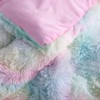 Wajade Faux Fur Plush Rainbow Comforter Set Fluffy Fuzzy Shaggy
