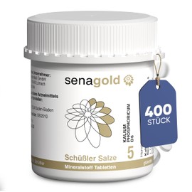 Senagold Schüssler Salts No. 5 - Potassium Phosphoricum D6 - 400 Tablets - The Salt of Nerves and Psyche - Gluten & Alcohol Free - Made according to Homeopathic Pharmacopoeia in Germany