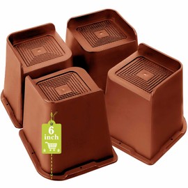 Yookwutar Bed Risers 1 inch, 2 inch, 3 inch, 4 inch, 6 inch, 8 inch Heavy Duty, Oversized Furniture Riser for Couch Sofa Table Chair Leg Frame Dorm, Support up to 6000 Lbs (Brown 4 Pack, 6 inch)