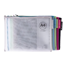 APLI 18027 – Nylon Bag – Zipper Bag – Breathable Nylon Pencil Case – A4 – 355 x 255 mm – Random Colour