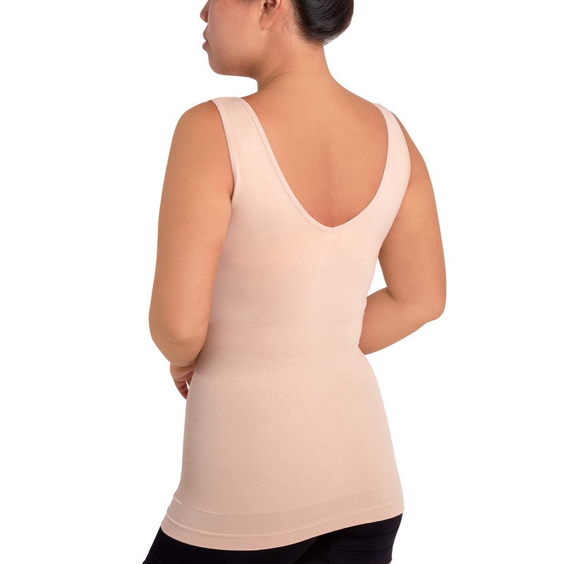 Skinnygirl Women's Scoop Neck Seamless Shaping Camisole, 3-Pack (Ondine Blush/White/Black,