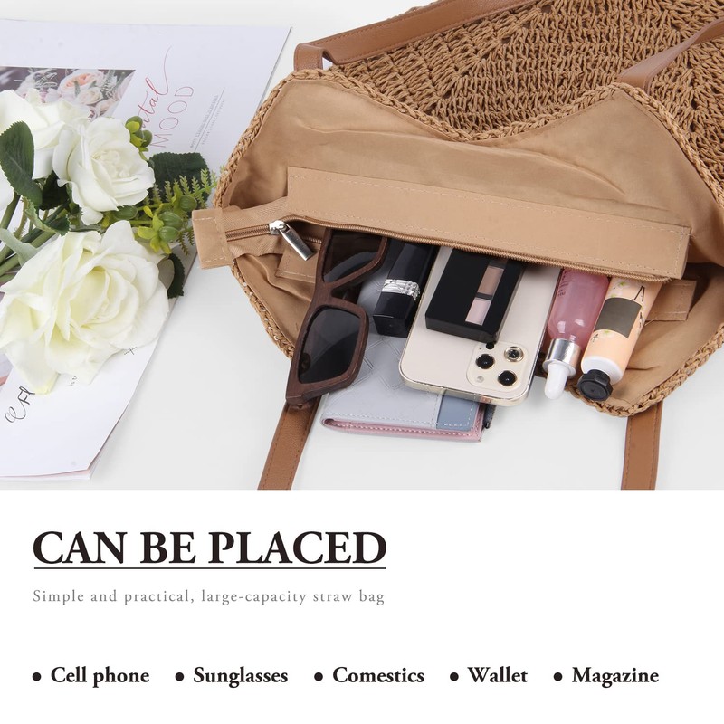 Oweisong Hobo Straw Woven Handbag for Women Large Summer Beach