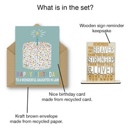 Birthday Card for Daughter in Law with Special Wooden Reminder Message Keepsake (Daughter in Law)
