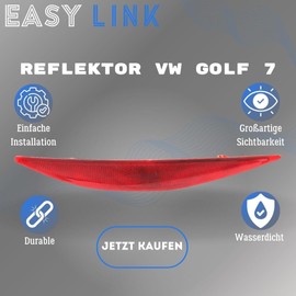 Easy Link Reflector Left Bumper Rear Reflector Compatible with VW Golf VII 7 2013-2017 5G0945105 5GG945105