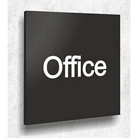 Office Door Sign Black Matt UV Print 12 x 12 cm 3 mm Acrylic Glass Made in Germany Item No. A 2055