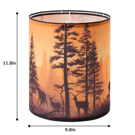 Deer Linen Tall Drum Lampshade set of 2, 9.8" Top x 9.8" Bottom x 11.8" High Lamp Shade, Lamp Shade Replacement for Table and Floor Lamps, Pendant Light, Handcrafted Lampshade, Easy Assembly