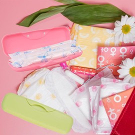 3 Pcs Tampon Sanitary Bags Plastic Tampon Storage Bag First Period Bag for Teen Girls Women Ladies Portable Sanitary Tampons Box