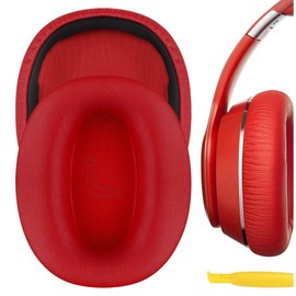 Geekria QuickFit Replacement Ear Pads for Edifier W820BT, W828NB Headphones Ear Cushions, Repair Parts (Red)