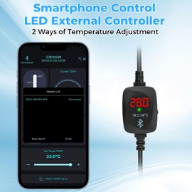 U-picks Fish Tank Heater Submersible Aquarium Heater 100W for 38–75L, Smart Phone Control/External Temperature Controller LED Temperature Display Suitable for Marine Saltwater and Freshwater