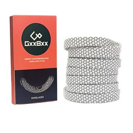 GxxBxx Flat Sport Shoe Laces Reflective, for Sport/Casual/Trainer Sneaker [9 Different Lengths Thick 6 Colors] (White, 47inches/120cm)