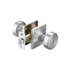 STARPY Brushed Nickel Door Knobs with Square Rosette,Pismo Door Knob with Lock,Privacy Door Handles Interior for Bath & Bed