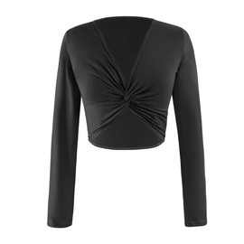 Women's Dance Top Wrap Cotton Cardigan Black-Cotton X-Large