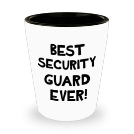 Art by Chelsydale Novelty Gifts for Security Guard Shotglass Drinkware Tequila Shot Glass - Mall Cop Officer Personnel Protective Agent Watchman Bodyguard Funny Cute Gag Appreciation Idea - BestEver