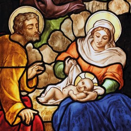 Museums & Galleries Charity Christmas Cards - The Nativity Stained Glass - Eco-Friendly and Recyclable - Pack of 8 Cards