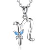 EUDORA Initial Necklace for Women, Sterling Silver Blue Butterfly N