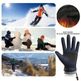 IZUS Men Waterproof Cold-Weather-Gloves Touchscreen Windproof-Ski-Gloves Thermal-Fleece Cycling-Gloves Winter Outdoor Sport Warm